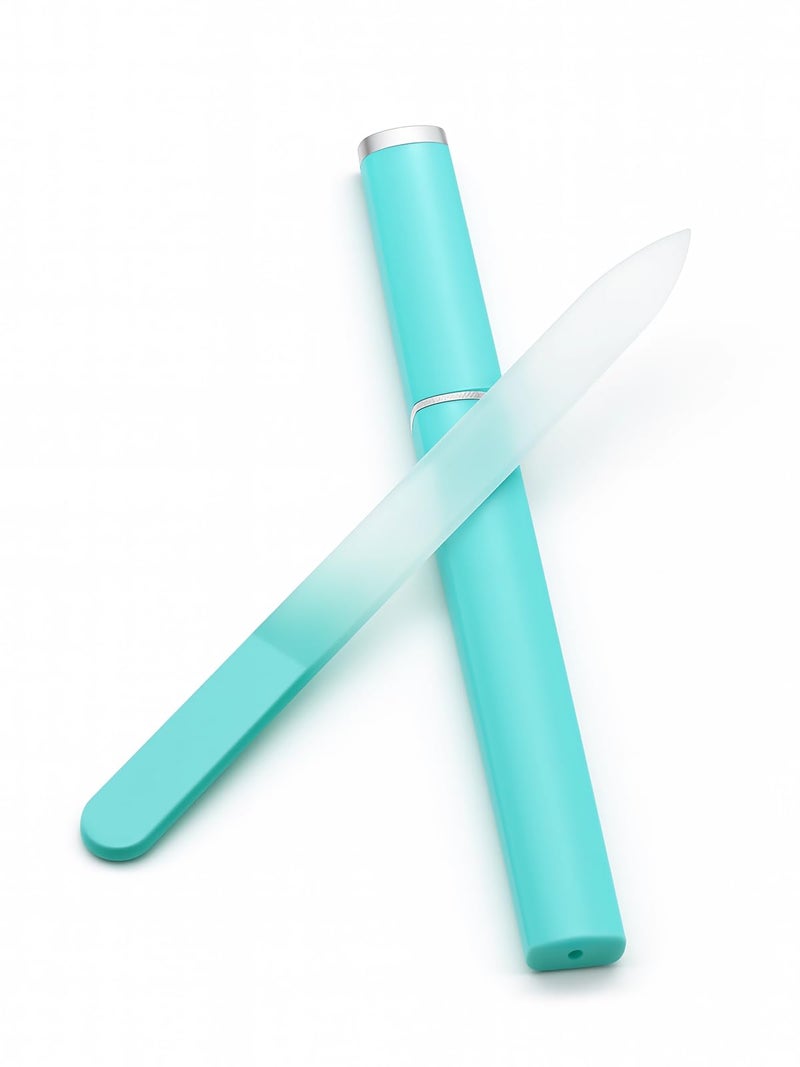 HomTop Glass Nail File with Case, 1 Pack Crystal Fingernail File for Natural Nails – Double-Sided Etched Czech Glass Nail Filer, Gentle Nail Care, Portable Manicure Tool for Women & Men (Green) - Image 3